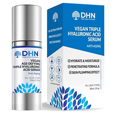 Triple Hyaluronic Acid Anti-Aging Face Serum. 3 Types of Pure Hyaluronic Acid with Vitamin C for Smoother, Firmer Looking Skin. Triple Hydrating Boost. Made in Canada, Vegan & Cruelty Free