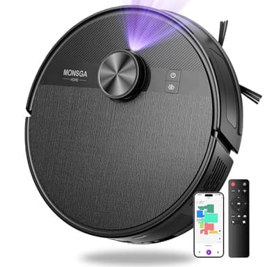 MONSGA Robot Vacuums and Mop, 7000Pa Robotic Vacuum with Lidar Navigation, 180mins Runtime, Tangle-Free Robot Mop, 5 Editable Maps, APP/Remote Control, Ideal for Hard Floors and Carpets