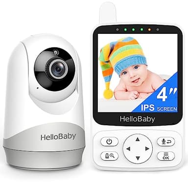HelloBaby Baby Monitor No WiFi, 4" IPS Screen, 2800mAh Battery (26H ECO), Video Baby Monitor with Camera and Audio, Pan-Tilt-Zoom, Infrared Night Vision, Temperature Sensor, 8 Lullabies & 1000ft Range
