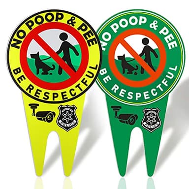 2 Pieces 13.8 x 7.8 Inches No Pooping Dog Signs with Stake, Reflective Design Be Respectful Sign No Poop and Pee Sign for Yard Garden
