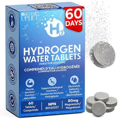 60 Ct Hydrogen Water Tablets – Magnesium Tablets for Energy, Hydration & Muscle Function –Support Recovery, Fatigue and Mental Clarity. Lab Tested