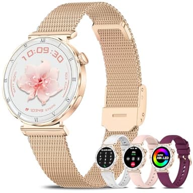 Smart Watch for Women Answer/Make Calls, 1.19'' AMOLED Touchscreen, 40mm Small Smartwatch with 4 Straps 100+ Sport Modes, Heart Rate/Sleep Monitor, Pedometer, Waterproof Fitness Watch for Android iOS