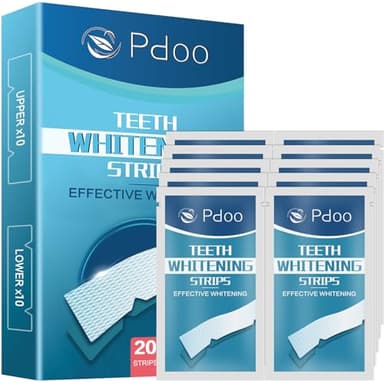 20 Teeth Whitening Strips for Sensitive Teeth - Visible Results in 1 Hour, 7 Days Treatment, Enamel Strengthening Formula, Whitening Kit for Coffee Smokers Stain Removal, Vegan