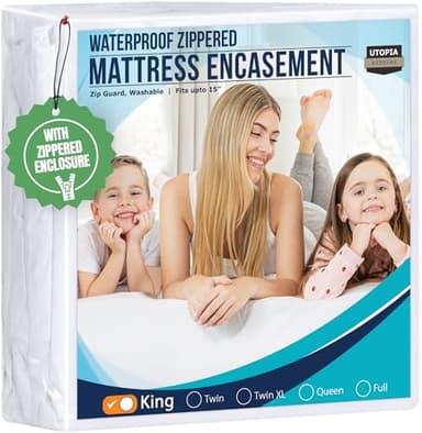 Utopia Bedding Zippered Mattress Encasement King - 100% Waterproof and Bed Bug Proof Mattress Protector - Absorbent, Six-Sided Mattress Cover