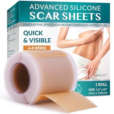 Silicone Scar Sheets, Silicone Scar Tape(1.6"x 60" Roll-1.5M), Silicone Tape for Scars, Scar Tape for Surgical Scars, C-Section, Tummy Tuck and Keloid