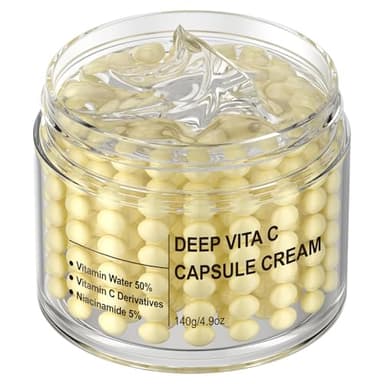 Vitamin C Capsule Face Cream with Hyaluronic Acid, Face Moisturizer Cream, Day and Night Face Cream, AOPEIBOTO Hydrating Facial Cream for Women and Men, All Skin Types, 140g