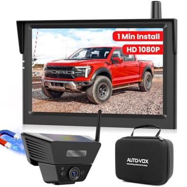 AUTO-VOX Wireless Backup Camera Solar Magnetic: 1-Min DIY Install, 5" 1080P HD Dual Channel Monitor, Protective Carry Case,Stable Signal,IP69 Waterproof Back Up Systems Camera for Truck,Car,Trailer