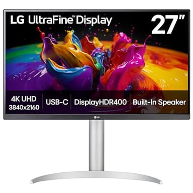 LG Ultrafine 27 inch 4K UHD (3840x2160) IPS Monitor, USB-C PD 90W, DisplayPort, Hardware Calibration, Tilt/Height/Pivot Adjustment, 95% DCI-P3 HDR 400, 27UP850K, White