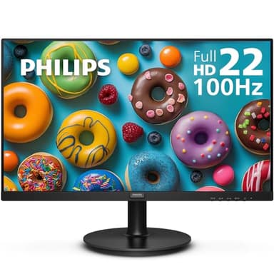 Philips 221V8LB, 22 inch Class Thin Full HD (1920 x 1080) Monitor, 100Hz Refresh Rate, VESA, HDMI x1, VGA x1, LowBlue Mode, Adaptive Sync, 4 Year Advance Replacement Warranty