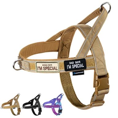 Annchwool No Pull Dog Harness with Soft Padded Handle,Reflective Strip Escape Proof and Quick Fit to Adjust Dog Harness,Easy for Training Walking for Small & Medium and Large Dog(Brown,S)