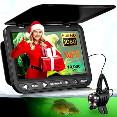 [FishPRO® 2026 Upgrade] NO.1 HD 1080P Underwater Fishing Camera 7''IPS - w/10,000mAh (Easy To Use) Ice Fishing Camera Underwater, Fish Finder Camera for Ice Lake Boat Fishing w/USB-C, LED+IR, 25m/82ft