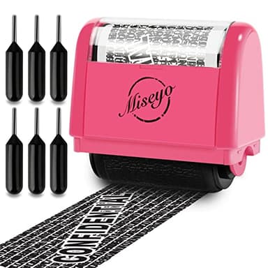 Miseyo Identity Theft Protection Roller Stamp Set - Peach (6 Refill Ink Incleded)
