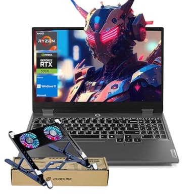 Lenovo LOQ Gaming Laptop, 15.6" FHD (1920 x 1080), AMD Ryzen 7 250, NVIDIA GeForce RTX 5060, 32GB DDR5 RAM, 1TB PCIe M.2 SSD, Bundle with Laptop Cooler BDL, Wi-Fi 6, Windows 11 Home, Grey