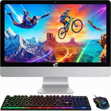 STGSivir All-in-One Desktop PC, 22" FHD Display, Intel Core i7 3.1 up to 3.9GHz, 16G Memory, 512G SSD, WiFi 5, Bluetooth, RGB Keyboard & Mouse, Webcam, W11H64
