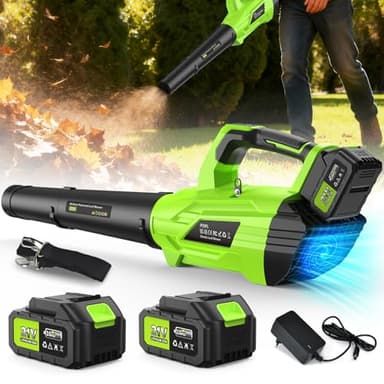 Leaf Blower 36000 RPM, Leaf Blower Cordless 280MPH 735CFM with Two 4.0 Ah Batteries and Weight-Reducing Shoulder Straps for Leaves, Snow, Dust, Debris Cleaning