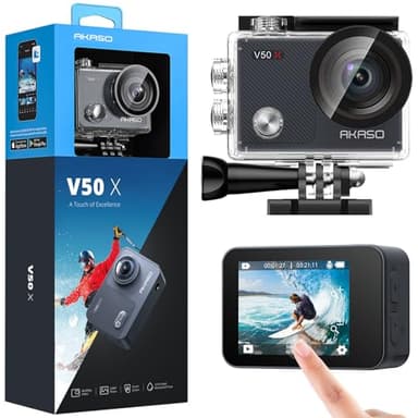 AKASO V50X Native 4K30fps 20MP WiFi Action Camera with EIS Touch Screen, 4X Zoom, 131 feet Waterproof Underwater Camera, Remote Control Sports Camera with Gopro Compatible Accessories Kit