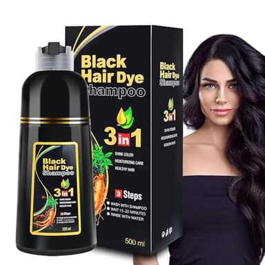 Cosmpro Black Hair Dye Shampoo for Women Men 3 in 1 for Gray Coverage Instant Hair Color Shampoo Natural Herbal Semi Permanent