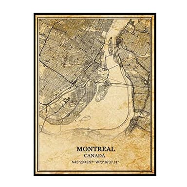 TANOKCRS Montreal Canada Vintage Map Poster Artwork Wall Art City Road Map Print Travel Souvenir Gift Home Decor Unframed