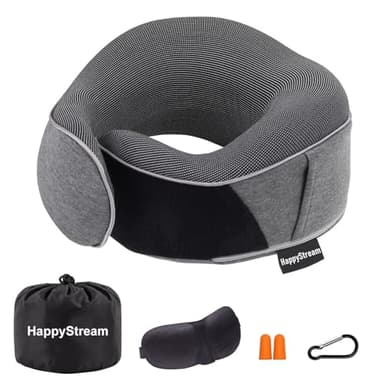 Travel Pillow, Comfortable Memory Foam Neck Pillow. Ergonomic U Shape Pillow for Flying Airplane Train Car Office Home. Washable Cotton Cover. (Dark Gray)