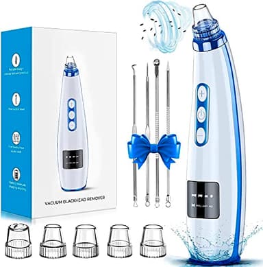 Blackhead Remover Pore Vacuum Upgraded Facial Pore Cleaner Electric Comedone Whitehead Extractor Tool-5 Suction Power,5 Probes,USB Rechargeable Blackhead Vacuum Kit for Women & Men