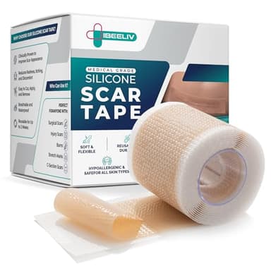 Silicone Scar Tape for Surgical Scars: Medical Grade Scar Gel Sheets for C-Section Tummy Tuck Recovery and Treatment – Reusable Scar Strips for Keloid Burn Acne Scars Removal (1.6'' x 60''Roll-1.5M)
