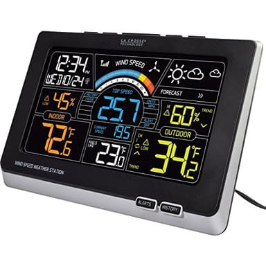 La Crosse Technology 327-1414W Color Wireless Wind Speed Weather Station, Black