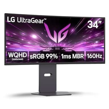 LG Gaming Monitor Ultragear 34G600A-B 34-Inch/WQHD (3440 x1440) /160Hz / 1ms MBR Curved Gaming Monitor | HDR10, FreeSync Premium, 99% sRGB, HDMI/DisplayPort