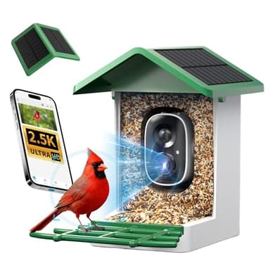 ​isYoung Bird Feeder Camera, 2.5K QHD, AI Identify 16000+ Birds,Dual Solar Panel, AI Auto-Capture & Motion Detection, IP65 Weatherproof,170° Field of View, Perfect Bird Watching Gift.