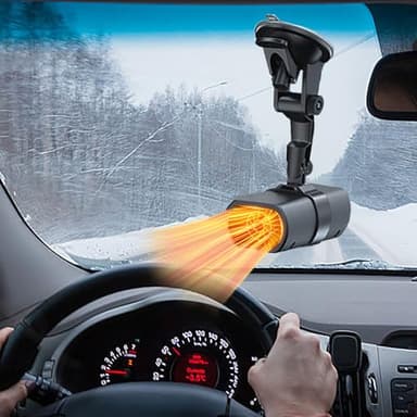 2026 New Upgrade 12V 150W Portable Car Heater, Windshield Defogger and Defroster with Sucker and Holder，2 in 1 Fast Heating and Cooling Car Heater that Plugs Into Cigarette Lighter (Black)