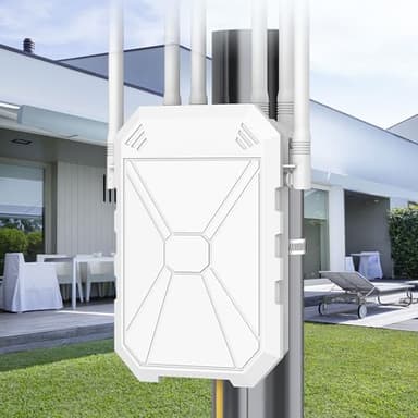 AX3000 Outdoor WiFi 6 Extender, Outdoor WiFi Extender Signal Booster with 6 Antennas, Wireless Gigabit Outdoor Access Point, IP67 Weatherproof, with PoE, for Starlink, Yard