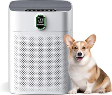 MORENTO Air Purifiers for Bedroom Home Large Room up to 1076 Sq Ft PM 2.5 Display Air Quality Sensor True HEPA Air Filter Remove the Pet Hair with Double-sided Air Inlet, 24db, White, 1 Pack