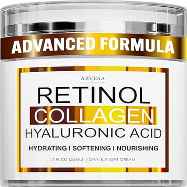 Retinol Cream for Face - Face Moisturizer with Hyaluronic Acid, Collagen - Lightweight Day and Night for Women and Men - Facial Cream, Neck & Décolleté - Non-Comedogenic, 50 ML