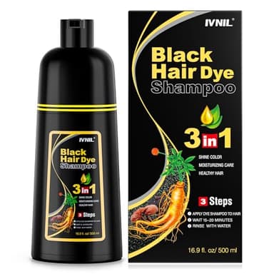 Ivnil Black Hair Dye shampoo Hair Color Shampoo for Women/Men for Gray Hair Coverage Colour Shampoo 3 in 1 (black)