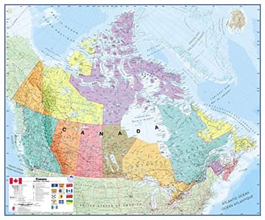 Maps International Large Political Canada Wall Map - Laminated - 84.1 x 118.9 cm