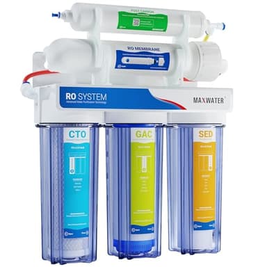 Max Water 5 Stage 100 GPD (Gallon Per Day) RO (Reverse Osmosis) Standard Water Filtration System for Heavy Duty - Under-Sink/Wall Mount