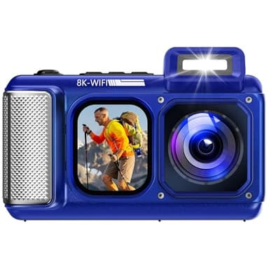 Maxmango V08 Pro 49FT Underwater Camera-8K 90MP WiFi Touchscreen Waterproof Digital Camera,2.8'' Dual-Screen Rugged Dustproof Shockproof Compact Point and Shoot Camera for Snorkeling-64GB &1800mAh