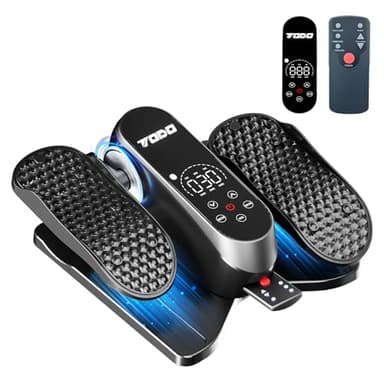 TODO Under Desk Elliptical Machine, Fully Assembled Electric Pedal Exerciser with Remote,12-Level Speeds & 12 Modes, Forward & Reverse Quiet Elliptical Exercise Machine (Black+Sliver)