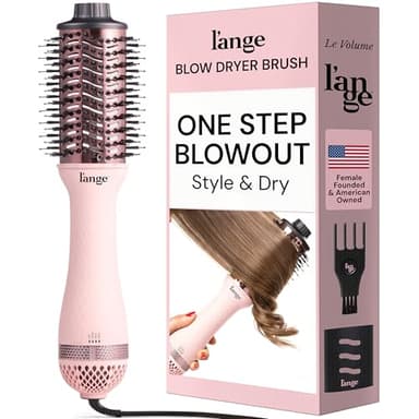 L'ANGE HAIR Le Volume 2-in-1 Titanium Brush Dryer Blush | Hot Air Blow Dryer Brush in One with Oval Barrel | Hair Styler for Smooth, Frizz-Free Results for All Hair Types (Blush - 60mm)