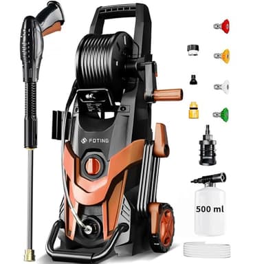FOTING Pressure Washer 4500 PSI Electric Power Washer with 4 Quick Connect Nozzle & Foam Cannon&Inlet Hose&Filter, 3.2 GPM High Pressure Washer for Cars/Fences/Patio/Driveways