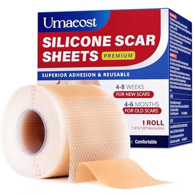 1.6”x 120”Medical Silicone Scar tape for Scars: Medical Grade Scar Sheets Reduces the Appearance of Scars from surgical Acne Stitches Burns More