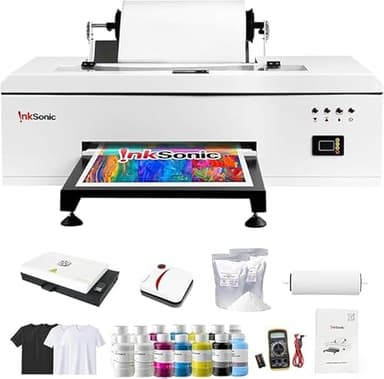 INKSONIC R1390 DTF Printer Bundles, A3 DTF Printer Machine for T-Shirt Printing, Direct to Film, White Ink Circulation System, Auto-Cleaning, Heat Press