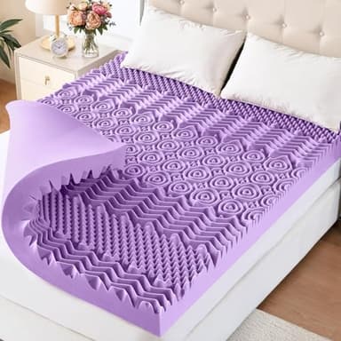 YUGYVOB 2 Inch Mattress Topper Double/Full, 7 Zone Lavender Infusion Foam Mattress Topper, Cooling & Breathable, CertiPUR-US Certified, 54 x 75 Inch