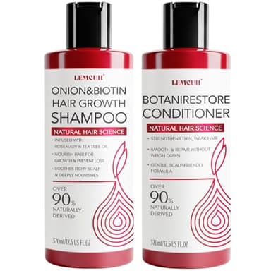 Hair Shampoo and Conditioner Set – Onion & Biotin Natural Shampoo and Conditioner for Hair Loss – To Support Thickening and Volumizing Hair and Nourishing the Scalp for Women Men (739 ml)