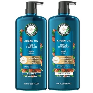 Herbal Essences, Argan Oil Paraben Free Shampoo and Conditioner, Dual Pack, Hair Repair, with Certified Camellia Oil and Aloe Vera, For All Hair Types, Especially Damaged Hair, 600 mL Each
