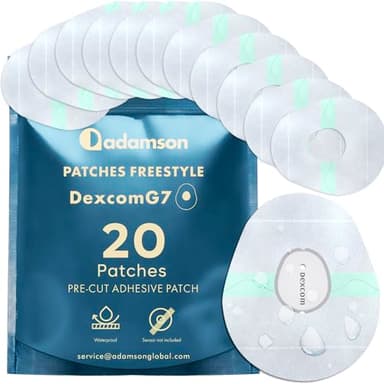 Dexcom G7 Overpatch Waterproof – 20 x G7 Dexcom Patch, Transparent, Long-Lasting, No Glue on Center, Non-Irritating, Easy to Apply and Remove – Ideal for Sports, Swimming, and Daily Use