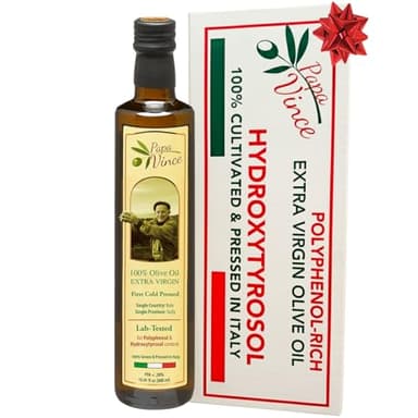 Papa Vince Hydroxytyrosol Olive Oil Extra Virgin - Polyphenols Rich, Subtle Peppery Finnish, Premium Harvest Dec 2024/25, First Cold Pressed, Single Sourced, Family Made, Sicily, Italy. Unfiltered, Unrefined, Raw
