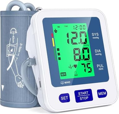 Blood Pressure Monitor for Home Use, Automatic Blood Pressure Machine with 3-Color Backlit Hypertension Display, 2x99 Memory with Upper Arm Large Cuff 22-42cm