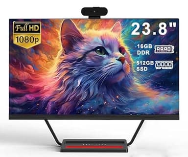 All-in-One Desktop Computer 23.8" IPS Core i5-7300HQ 16GB RAM 512GB SSD with Keyboard & Mouse Detachable Webcam Wi-Fi 6 Bluetooth 5.3 Wireless Charging Type-C Gigabit LAN Ideal for Home Office Study