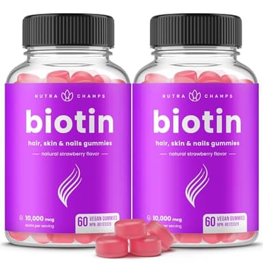 Biotin Gummies 10,000mcg Per Serving | Healthy Hair, Skin & Nails Vitamin Gummies for Women & Men | Chewable Biotin Supplement | Vegan & Non-GMO | 120 Gummies | 5000mcg Per Gummy
