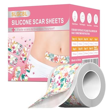 Silicone Scar Tape, Reusable Silicone Scar Sheets, Medical Grade Scar Tape for Surgical Scars, Wrinkle, C-Section, Tummy Tuck, Keloid, Burn, Acne (1.6" x 60" Roll, Tropical Flower Pattern)
